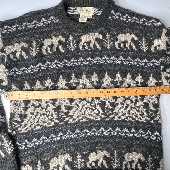 Vintage Eddie Bauer Rare Wool Blend Nordic Forest Moose Sweater Large Men’s - Picture 4 of 9